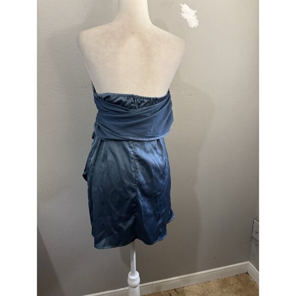 Cider Mini Satin Dress Front Tie Women Large - Picture 5 of 11